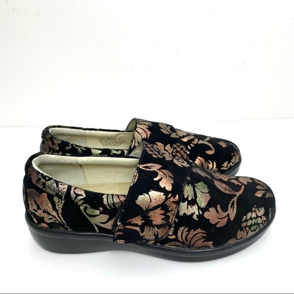 ALEGRIA Lauryn Regal Gold Copper Floral Print Clog Shoes Back Size 7 LAU-557W - Picture 5 of 11